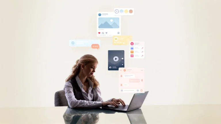 Professionnelle créant du contenu et gérant des publicités en ligne sur les réseaux sociaux